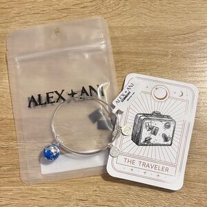 Alex and Ani Silver Bracelet with Blue Globe Charm